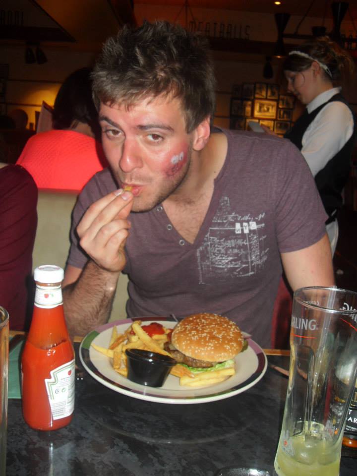 eating with face paint