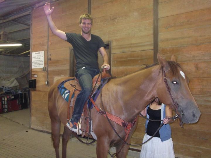 riding a horse