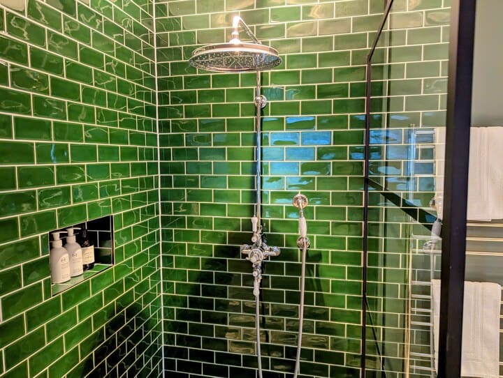 The shower had a rain shower head