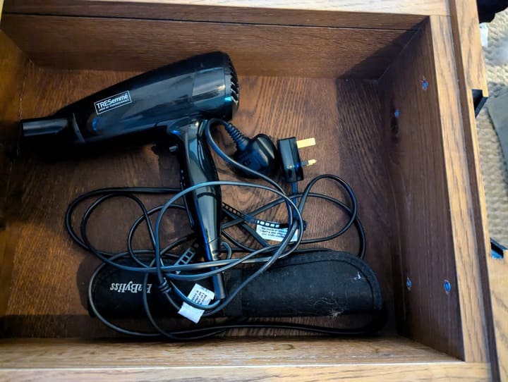 straighteners as well as a hairdryer