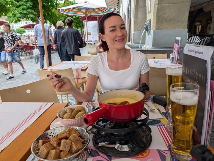 boiled potatoes in fondue
